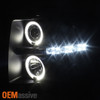 For 07-13 Silverado Black Halo LED Projector Headlights + Red Smoked Tail Lights