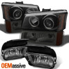 Fit 03-06 Silverado LED Halo Projector Headlights Signal Lights + OE Fog Lamps