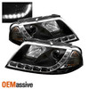 Fit 02-05 Audi A4 Quattro / S4 Black DRL Daylight LED Strip Projector Headlights