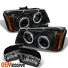 For 03-06 Chevy Silverado LED Halo DRL Projector Headlights + OE Smoke Fog Light