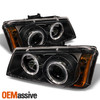 For 03-06 Chevy Silverado LED Halo DRL Projector Headlights + OE Smoke Fog Light