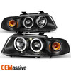 Fits 96-99 A4 S4 JDM Black Dual Halo Projector Headlights Lamps Pair Left+Right