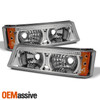 Fit 03-06 Silverado LED Halo Projector Headlights+  Bumper Lights + Fog Lamps