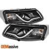Fits 2005-2007 Audi A6 Projector Headlights LED Tube DRL Pair Housing - Black