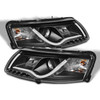 Fits 2005-2007 Audi A6 Projector Headlights LED Tube DRL Pair Housing - Black