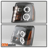Fits 2002-06 Cadillac Escalade Halo Projector Black Headlights W/Daytime DRL LED