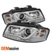 LED Tube For 02-05 A4 S4 Projector Chrome Headlight w/ DRL Daytime Running Light
