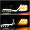 Fits 02-05 A4 S4 LED Tube Projector Black Headlights W/Build-In DRL Running Lamp