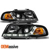 Fits 1996-1999 Audi A4 DRL LED Strip Projector Headlights (R8 Style) Black