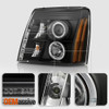 Fits 2002-06 Escalade HID Model Halo Projector Black DRL Daylight LED Headlights