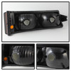 Fits 03-06 Silverado Black-Smoked Halo LED Projector Headlights+Smoked Bumper