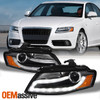 Fit 2009-2012 Audi A4 B8 A4-Quattro Sedan Black LED DRL Tube Projector Headlight