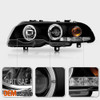 Fits 00-03 BMW E46 3-Series 2Dr JDM Black Dual Halo Projector Headlights Lamps