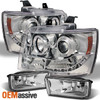 Fits 07-14 Suburban Tahoe Avalanche Halo Projector LED Headlights +Fog Lights