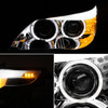 Fits 04-07 E60 E61 Clear Halo Projector Amber LED Signal Headlights Fits HID-D1S