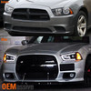 Fits 11-14 Charger [Halogen] Black Bezel LED Lamp Tube/Trip Projector Headlights