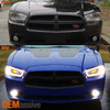 Fits 11-14 Charger [Halogen] Black Bezel LED Lamp Tube/Trip Projector Headlights