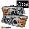 Fits 03-06 Silverado 03-06 Avalanche Chrome Dual Halo Projector LED Headlights