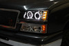Fits 03-06 Silverado 03-06 Avalanche Chrome Dual Halo Projector LED Headlights