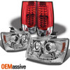 [LED Combo] For 07-14 Tahoe Suburban Halo Projector Headlights & Red Tail Lights