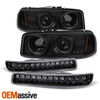 For Black Smoked 00-06 Sierra Yukon Projcetor Headlights+LED Bumper Signal Lamp
