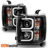 Fits 15-19 Chevy Silverado 2500 HD 3500 HD LED Tube Black Projector Headlights