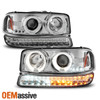 For 1999-2006 GMC Sierra Yukon Halo Projector Head Lamps Pair + LED Signal Lamps