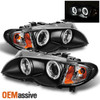 Fits 02-05 BMW E46 3-Series 4Dr Sedan Dual CCFL Halo Black Projector Headlights