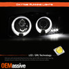 Fits 99-06 Sierra Denali Pickup Black Bezel Dual Halo LED Projector Headlights