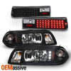 [LED Combo] For 87-93 Mustang Black Headlights + Corner Lamps + Tail Ligths