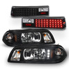 [LED Combo] For 87-93 Mustang Black Headlights + Corner Lamps + Tail Ligths