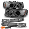 Fits 00-06 Sierra Yukon Smoked LED Projcetor Headlights + Bumper Signal Lamps