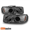 For 99-06 GMC Sierra Yukon Pickup Truck Smoke Dual Halo LED Projector Headlights