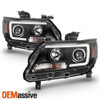 Fits 2015-2022 Chevy Colorado Black Full LED DRL Tube Projector Headlights Set