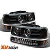 For Chevy Silverado Suburban Tahoe LED Halo Headlights & Bumper Lamp -Black