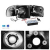 For 99-06 GMC Sierra Yukon Chrome Dual Halo DRL Headlights Bumper Lamp - Smoke
