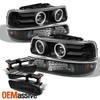 For Chevy Silverado Suburban Tahoe LED Halo Headlights w/ Bumper & Fog Lamps
