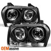 Fits Black 2008-2010 Chrysler 300 Halo Projector LED Headlights Lamps Left+Right