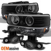 Fits 99-06 Silverado Suburban Black Smoked Halo Projector Headlights+Bumper+Fog