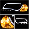 Fits 98-01 Audi A6 LED Projector Black Headlights W/Build-In DRL LED Tube Lights