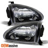 Fits 93-97 Honda Del Sol JDM Black Clear Crystal Headlights Lamp Left+Right Pair