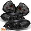 Fits 2006-2013 Chevy Impala LED Halo Smoked Projector Headlights+LED Tail Lights