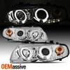 Fits 00-03 BMW E46 3-Series 2Dr Chrome Clear Dual Halo Projector Headlights Lamp