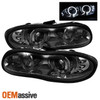 Fits Smoked 98-02 Chevy Camaro Dual Halo Projector LED Smoke Headlights Lamp Set