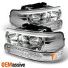 Fits 99-06 Silverado Tahoe Subruban Clear Headlights+Full LED Bumper Signal Lamp