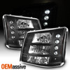 Fits 03-06 Silverado 1pc Amber Black Headlights+Signal Light+Black Grille Mask
