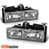 Fits 88-98 Chevy C/K Series C10 Pickup Truck Real Glass Crystal Headlights Lamps