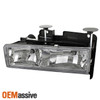Fits 88-98 Chevy GMC C/K Pickup Suburban Tahoe Glass Headlights+LED Bumper Lamps