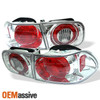 Fits 92-95 Civic 2/4Dr Chrome Clear 4Pcs Tail Brake Lights Lamps W/Trunk Piece