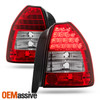 Fits 96-00 Honda Civic Ek9 3Dr Hatchback JDM Red Clear LED Tail Brake Lights Set
